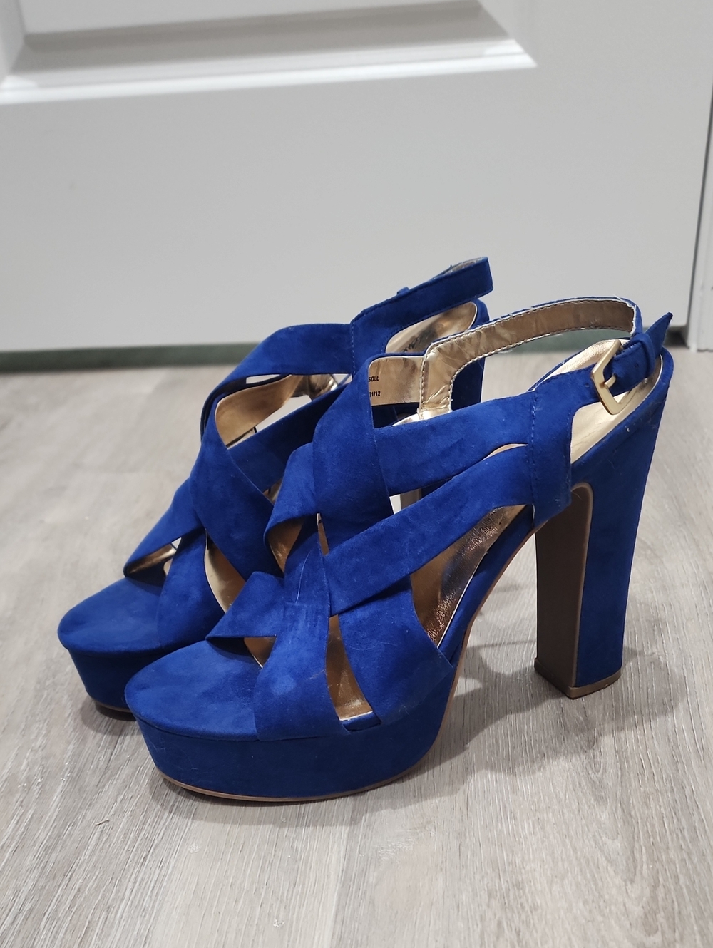 Mossimo Supply Co. Cobalt Blue Suede Platform Block Heel Sandals
